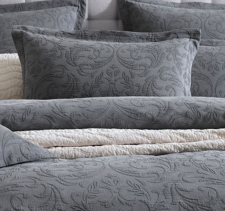 Marbella Quilt Cover Set Range Charcoal - Image 2