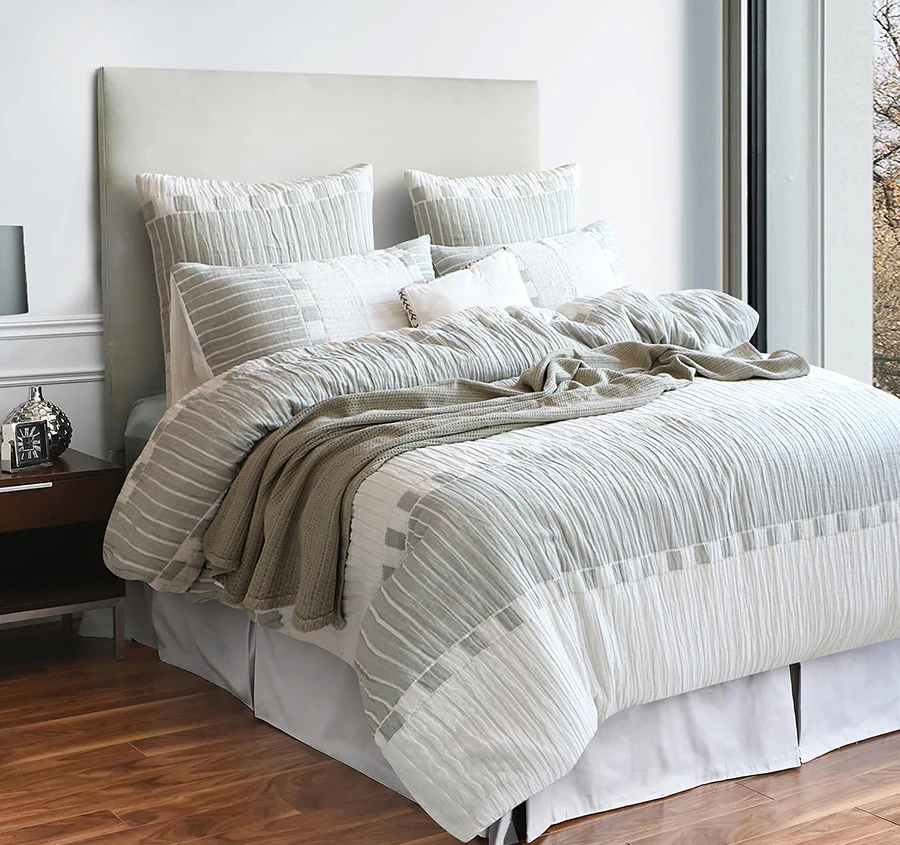 Brooks Quilt Cover Set Range White and Sage - Image 5