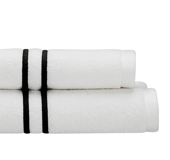 Vida Cord Stitch 650GSM Cotton Bath Towel Range White and Black - Image 2