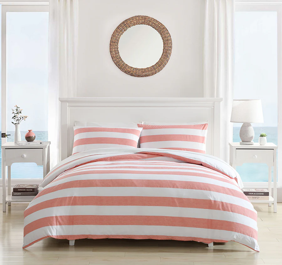 Awning Stripe Quilt Cover Set Range Coral - Image 6