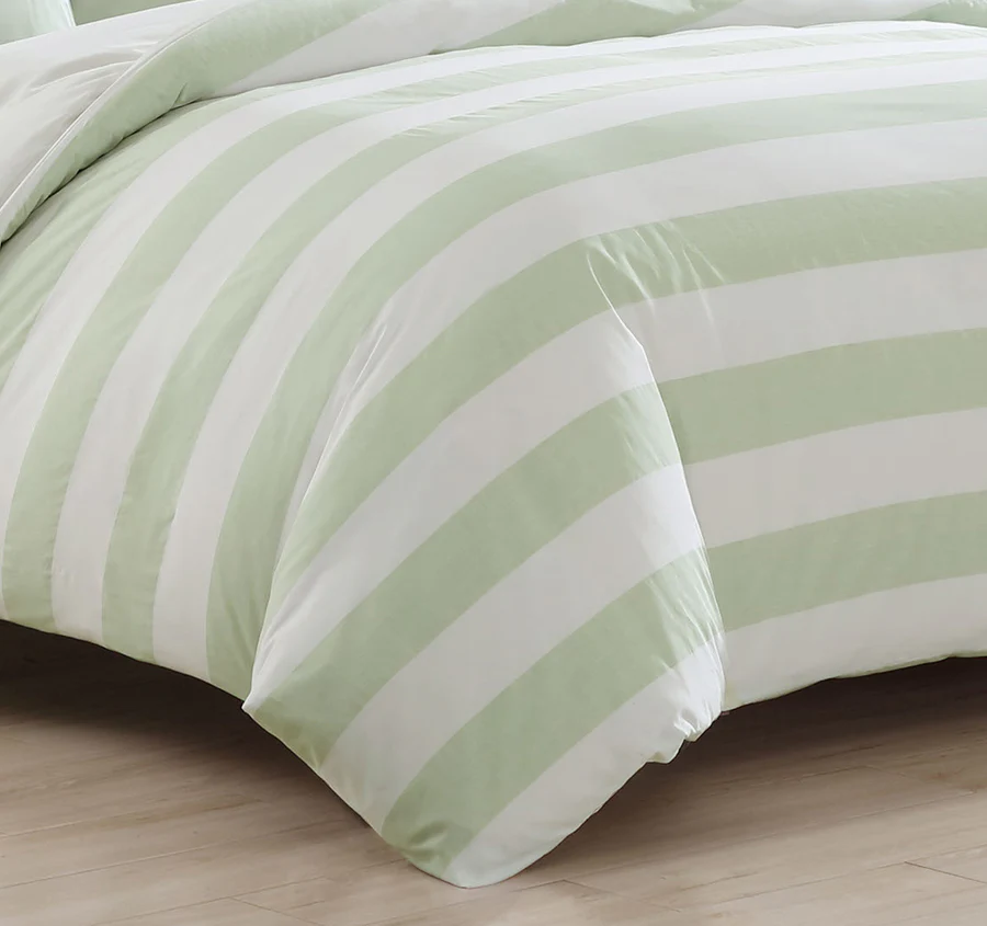 Awning Stripe Quilt Cover Set Range Sage - Image 3