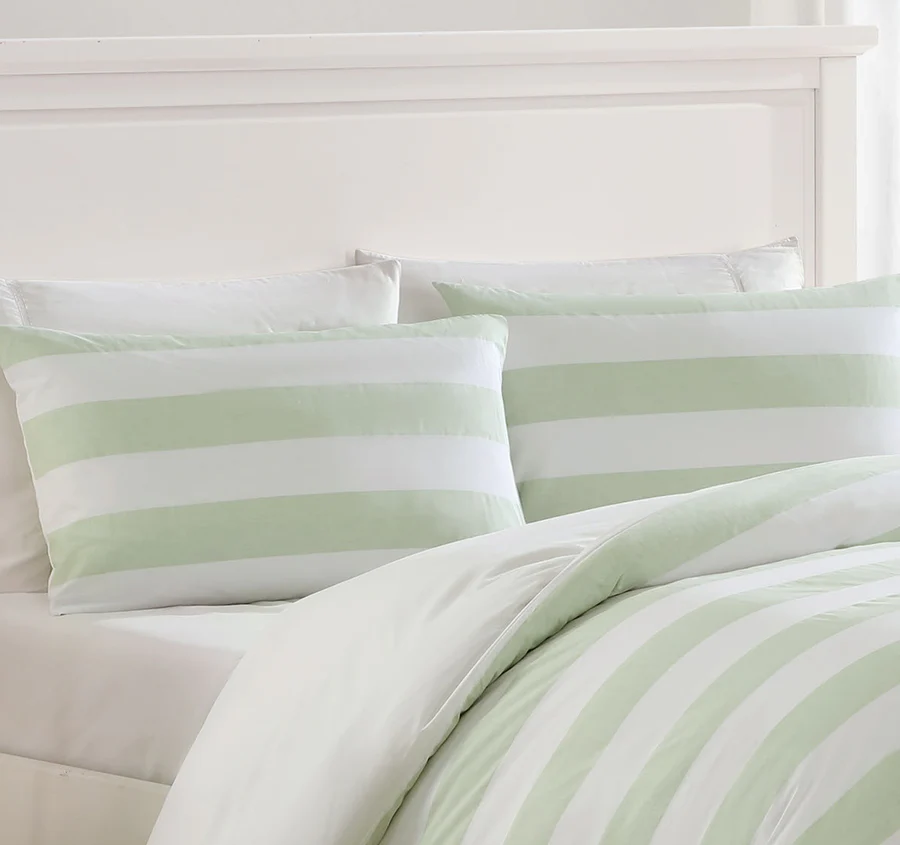 Awning Stripe Quilt Cover Set Range Sage - Image 4