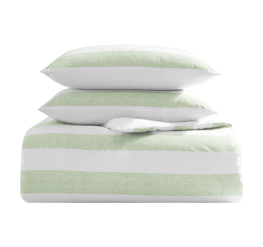 Awning Stripe Quilt Cover Set Range Sage - Image 5