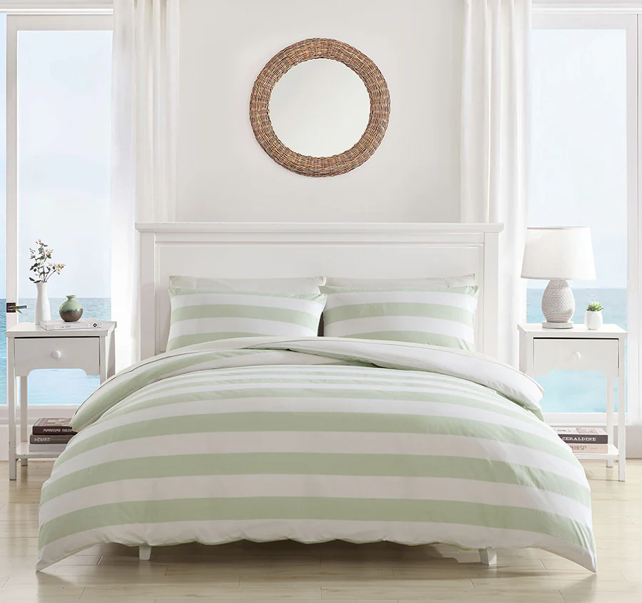 Awning Stripe Quilt Cover Set Range Sage - Image 6