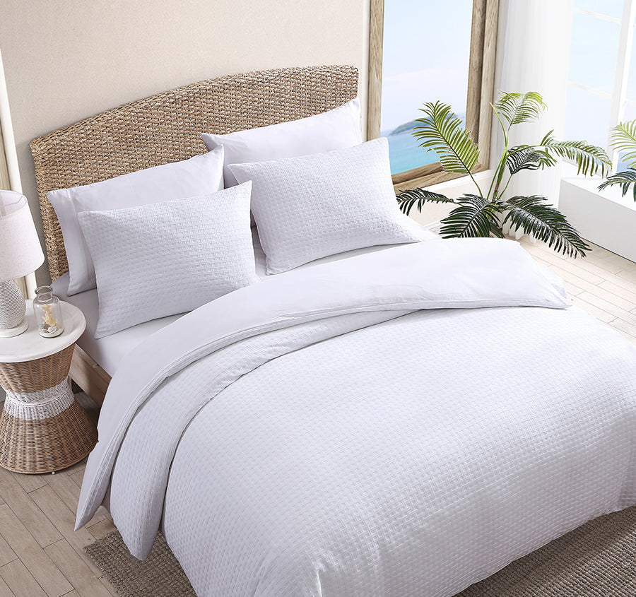 Basket Weave Quilt Cover Set Range White - Image 6