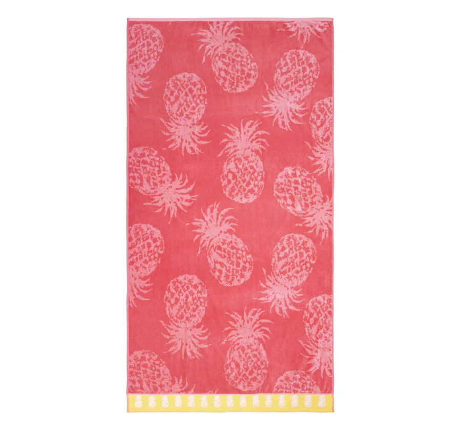 Pineapple Passion 91x173cm Beach Towel Coral and Peach