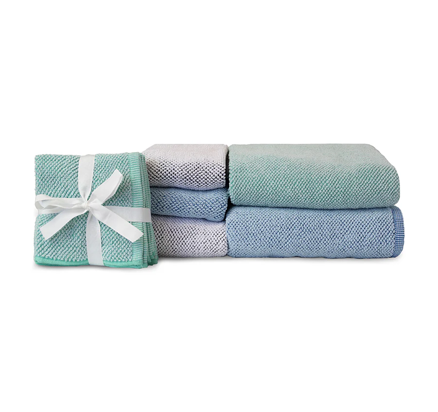 Washed Pebble Bath Towel Range Ice Blue and Aqua - Image 4
