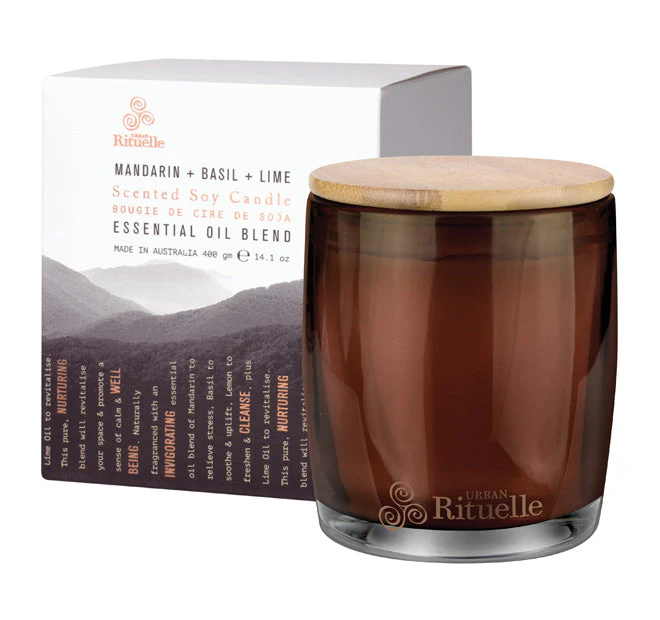 Equilibrium 400g Scented Soy Candle Mandarin with Basil and Lime
