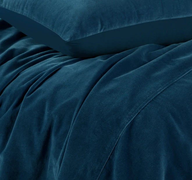 Cotton Velvet Quilt Cover Set Range Riverland Blue - Image 2