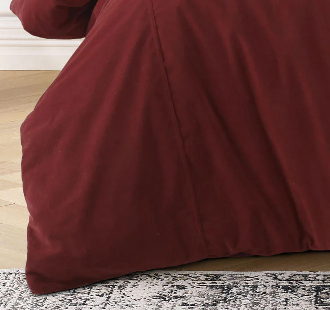Cotton Velvet Quilt Cover Set Range Rouge - Image 3