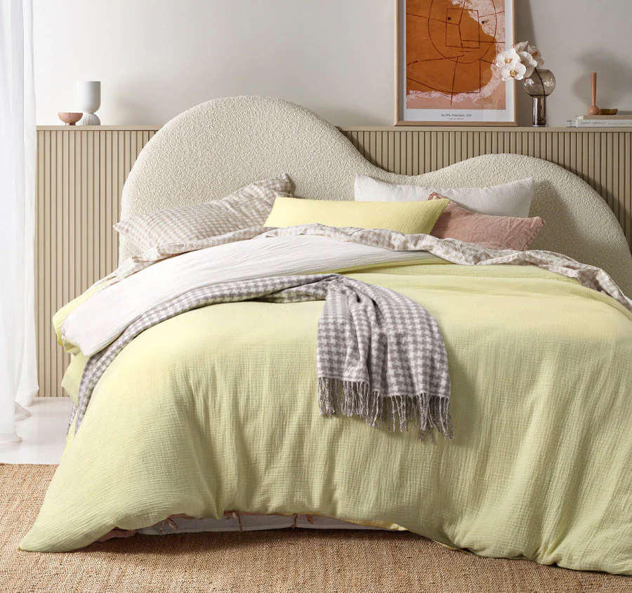Hugo Reversible Quilt Cover Set Range White and Butter - Image 2