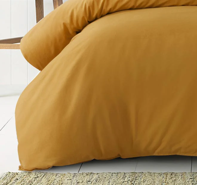 Washed Cotton Quilt Cover Set Range Ochre - Image 3