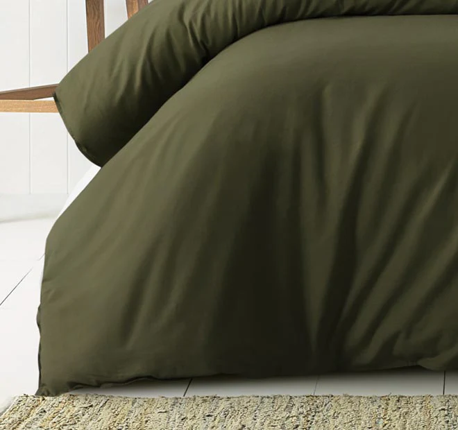 Washed Cotton Quilt Cover Set Range Olive - Image 3