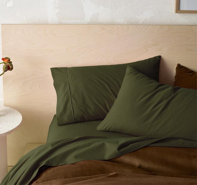 Washed Cotton Sheet Set Range Olive - Image 2